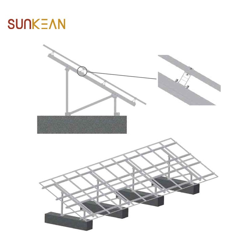 Montagebeugels voor zonnepanelen met dubbele palen op gedeeltelijke grond
