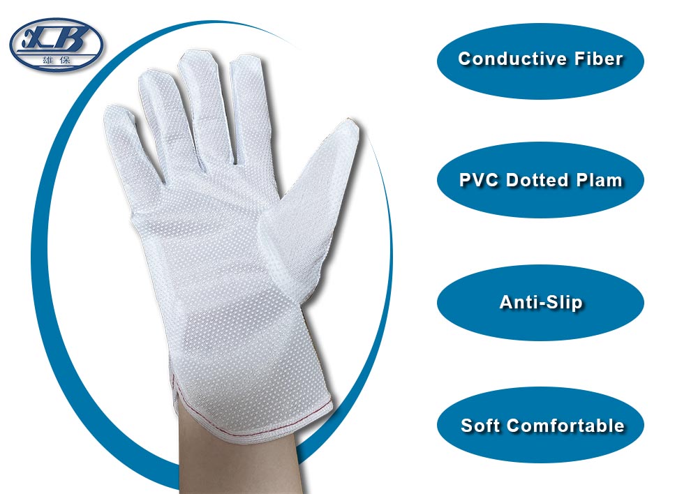 ESD Carbon Fiber Handschoen PVC Palm Gestippelde Handschoenen