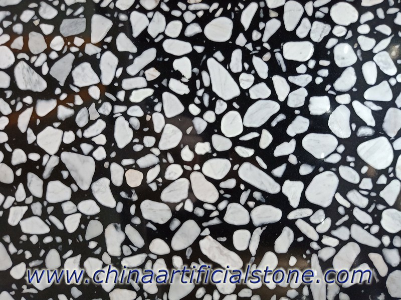 Grote witte geplaveide zwarte kunstmatige marmeren platen
