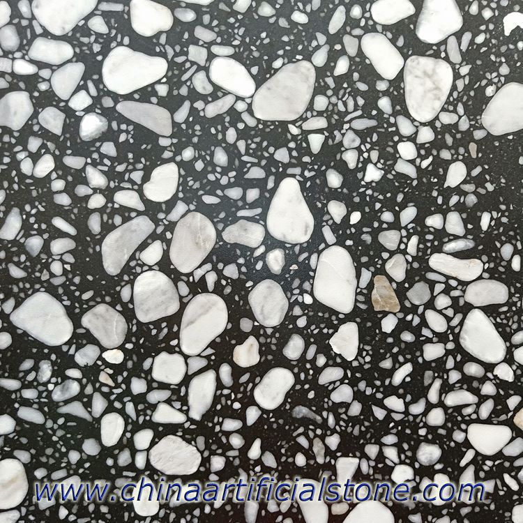 Grote Cobble Aggregate Black Terrazzo Look Porseleinen Tegels