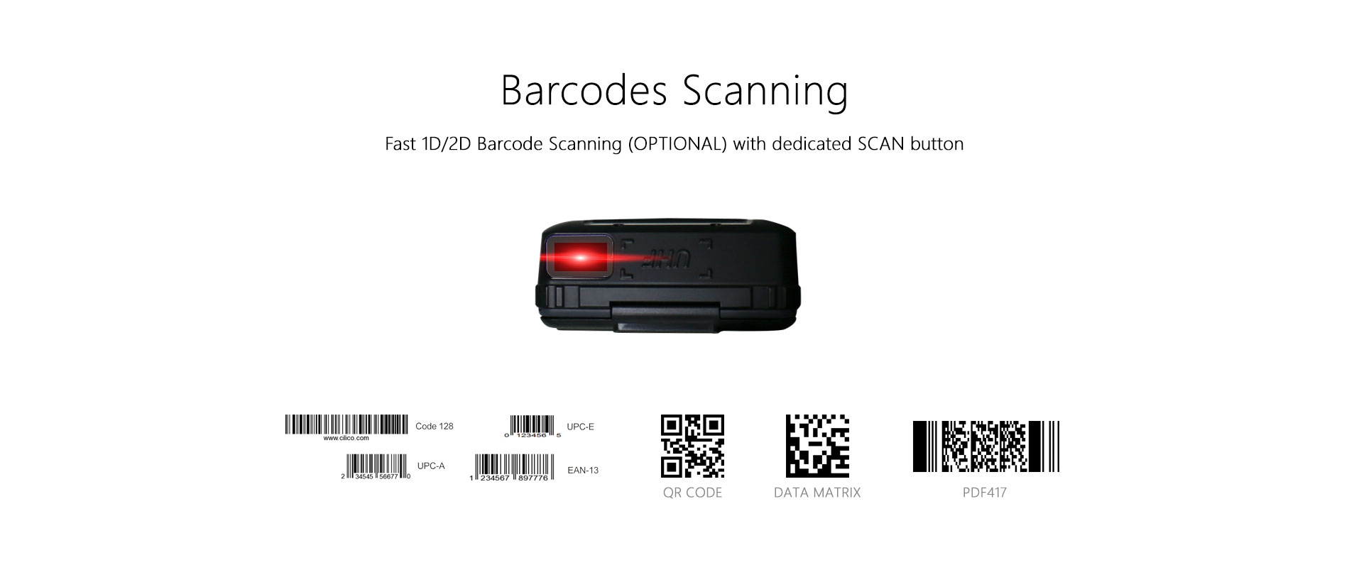 Barcodescanner slim apparaat met printer