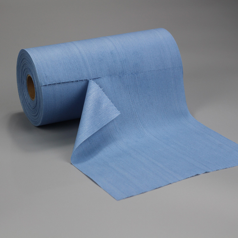 Niet-geweven industriële poetsdoekpapierrol aangepast blauw
