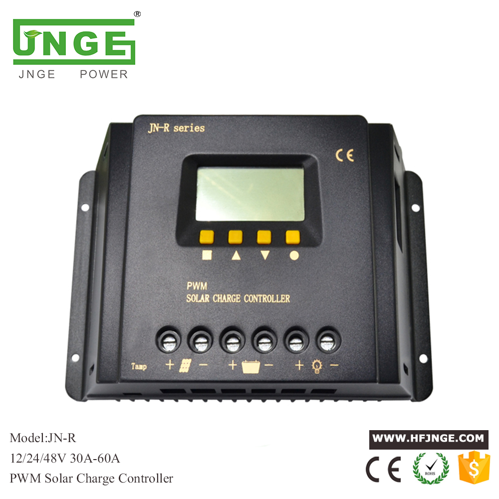 JN-R-serie 30amp 40amp 50amp 60amp 12v 24v 48v auto solar laadregelaar LCD-weergave:
