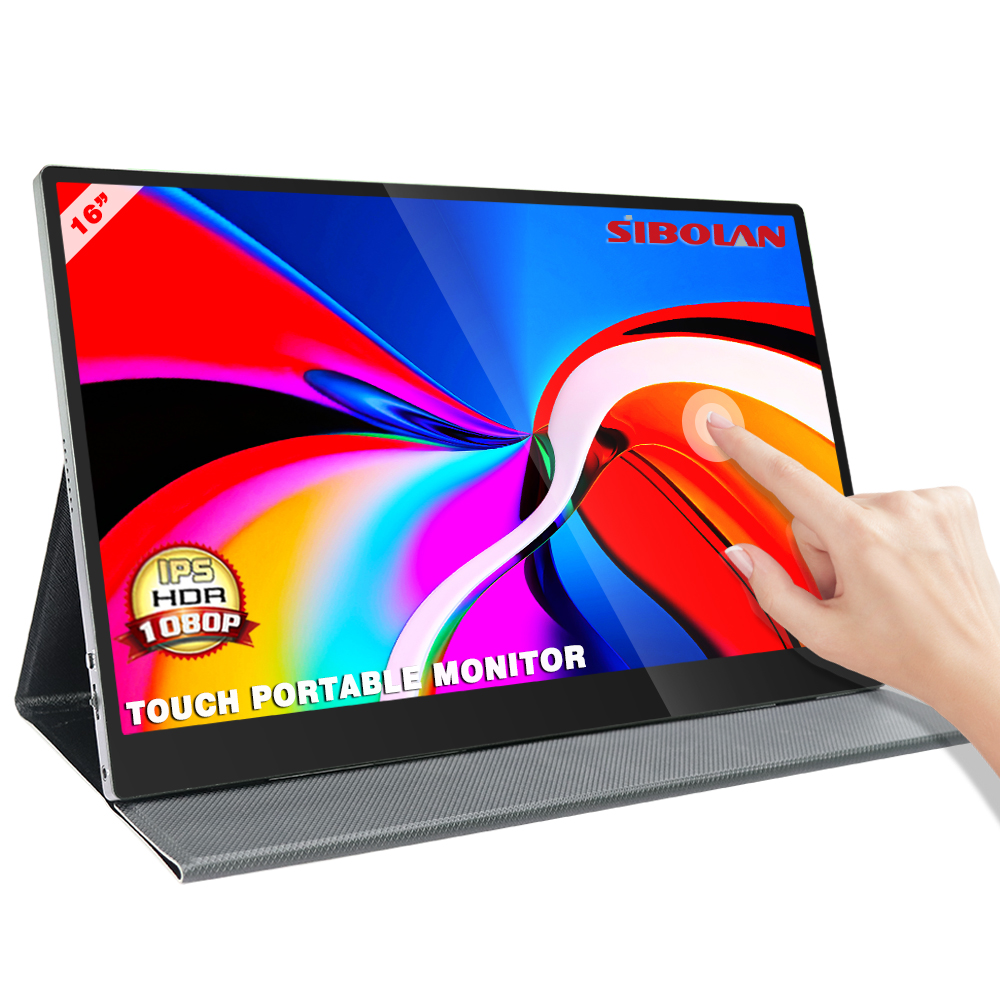 16 inch ingebouwde batterij draagbare touch game monitor (Touch voor Mac os/surface pro)
