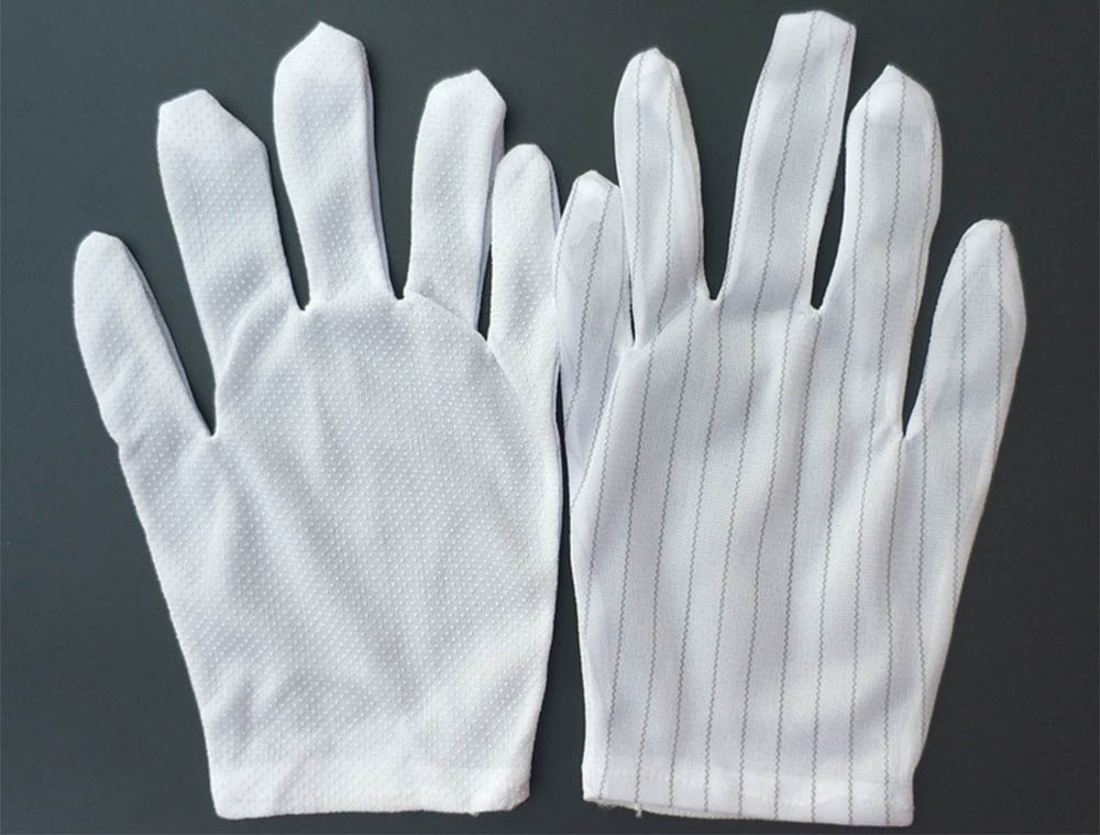 ESD-gestippelde handschoenen met geleidend garen van polyesterstof