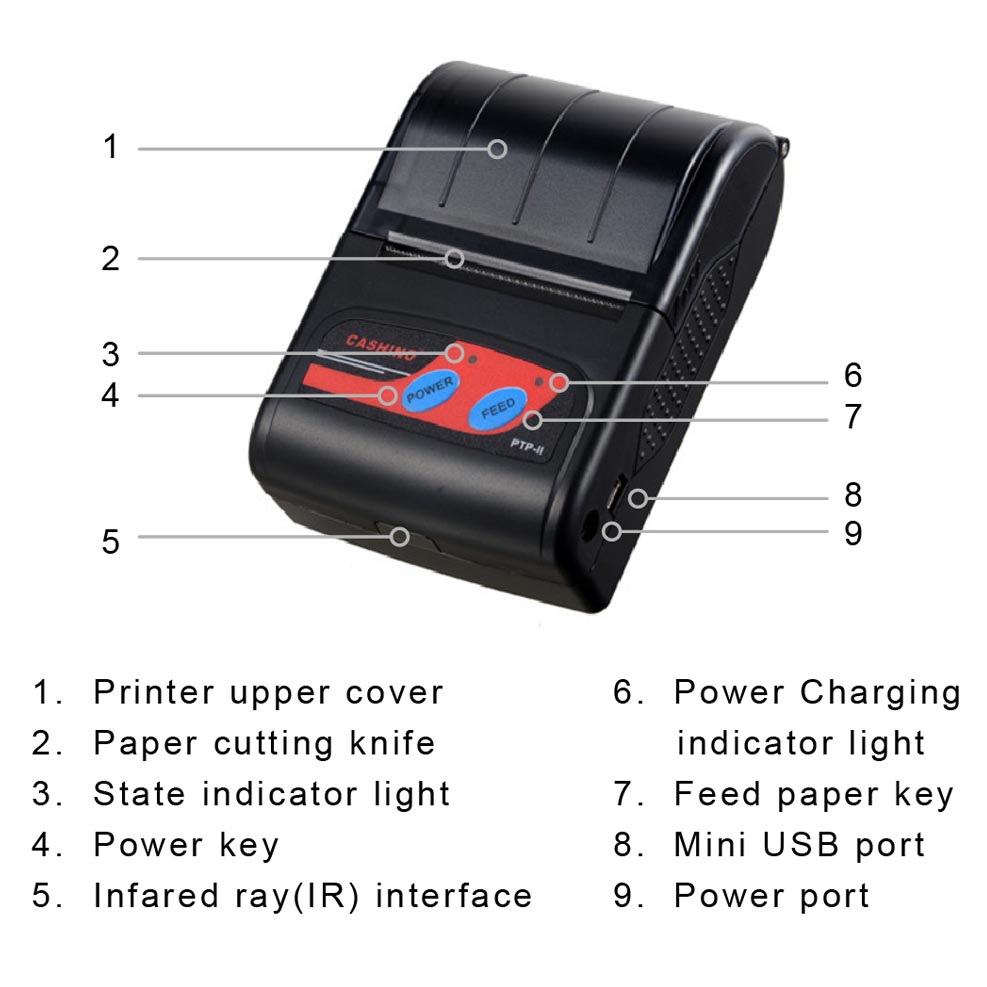 58 mm mini draagbare bluetooth thermische printer voor mobiele laptop tablet