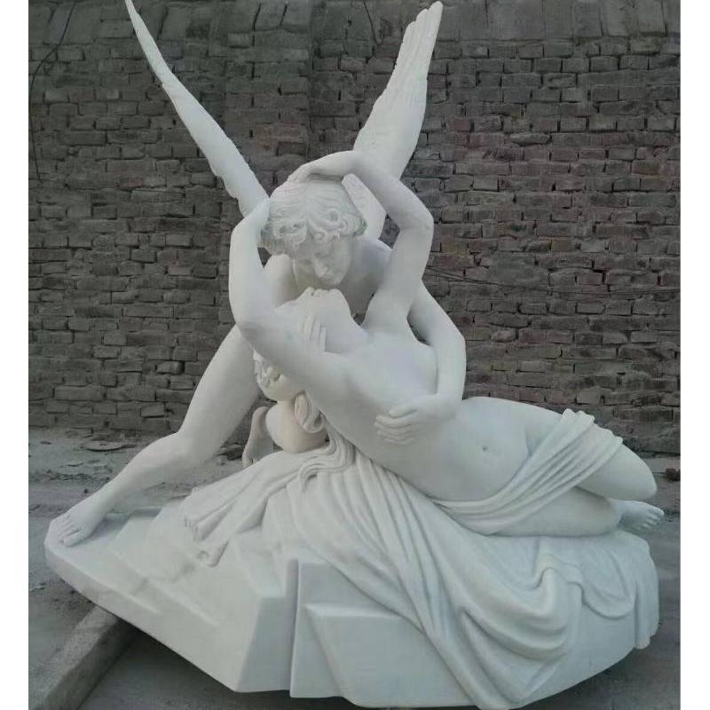 Psyche nieuw leven ingeblazen door Cupid's Kiss Marble Sculputure
