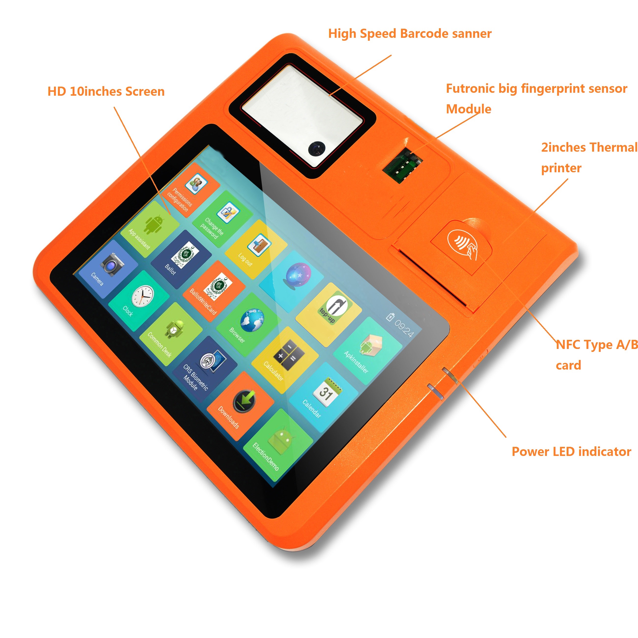 4G Android MPOS met vingerafdruk