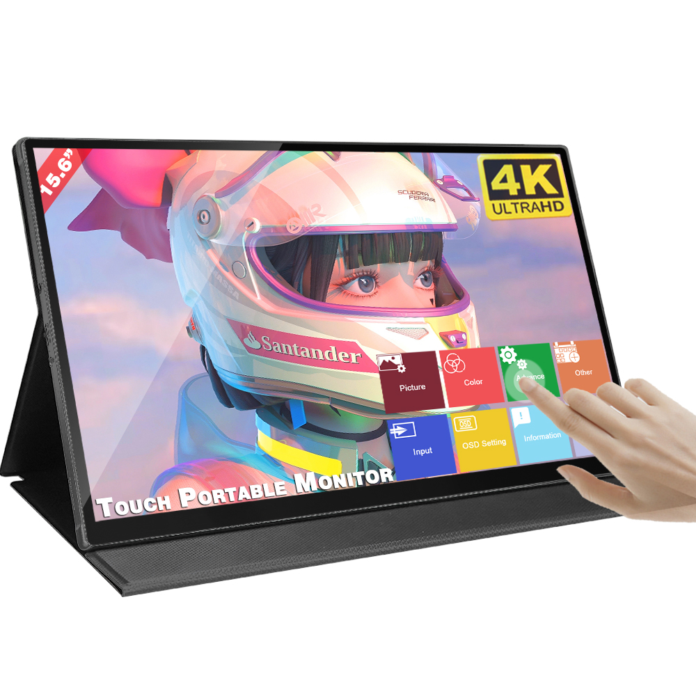 Sibolan 15.6 inch draagbare 4k monitor Touch screen Ingebouwde batterij 10000 mAh draagbare monitor voor laptop ondersteuning OEM voor ps5
