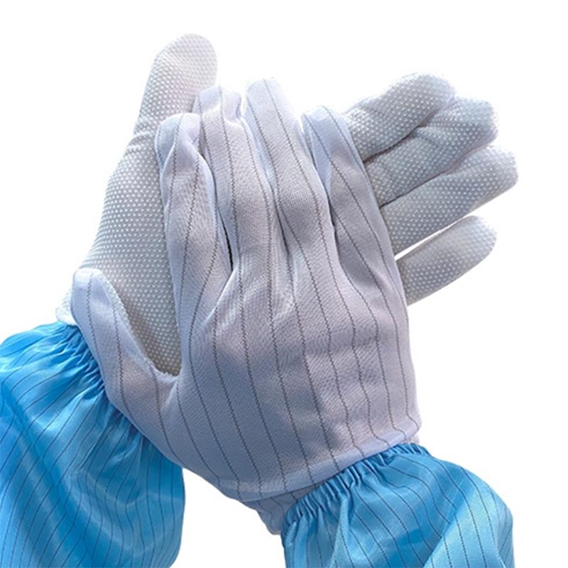 ESD-gestippelde handschoenen met geleidend garen van polyesterstof
