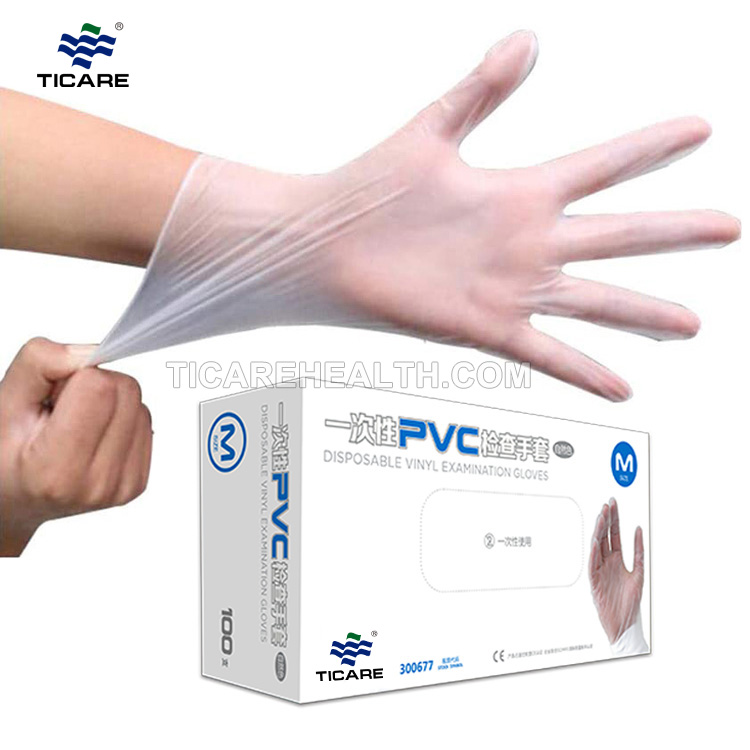 Wegwerp PVC-onderzoek witte veiligheidsvinylhandschoen