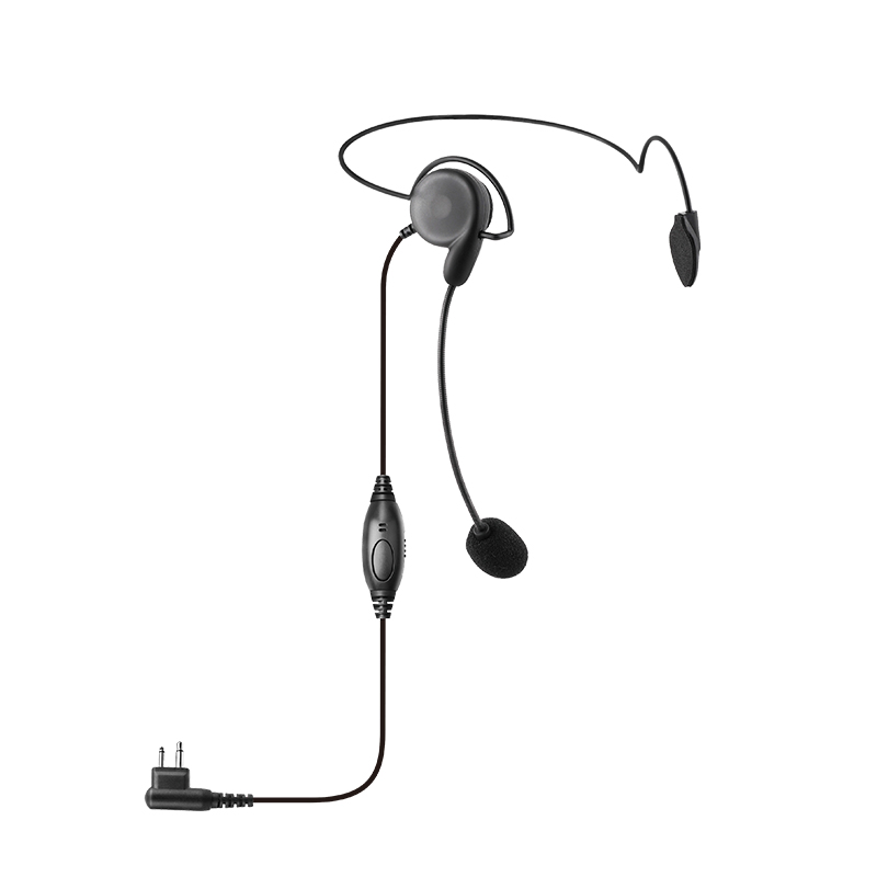 RHS-0128 Lichtgewicht achter-het-hoofd-headset met boommicrofoon en PTT/VOX-schakelaar voor walkietalkie

