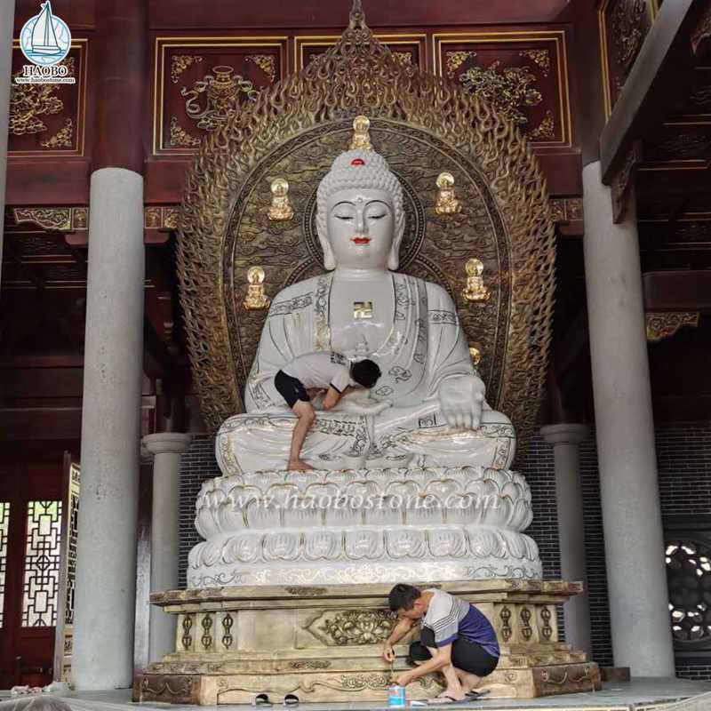 Natuursteen Handwerk Aziatische Religieuze Boeddhabeeld
