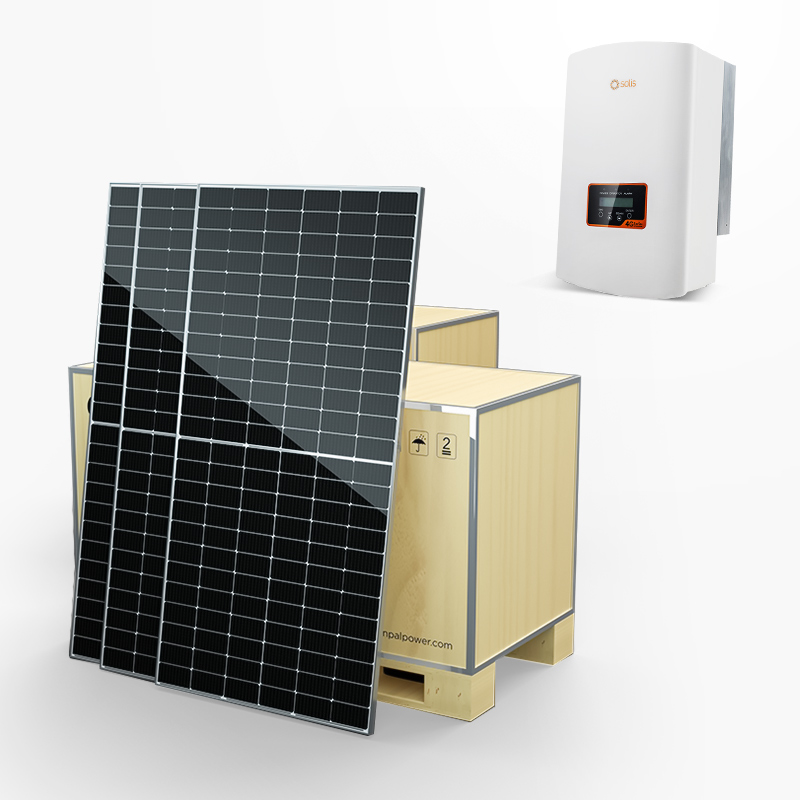 Op net zonne-energie-energiesysteem voor thuis- en fabrieksgebruik
