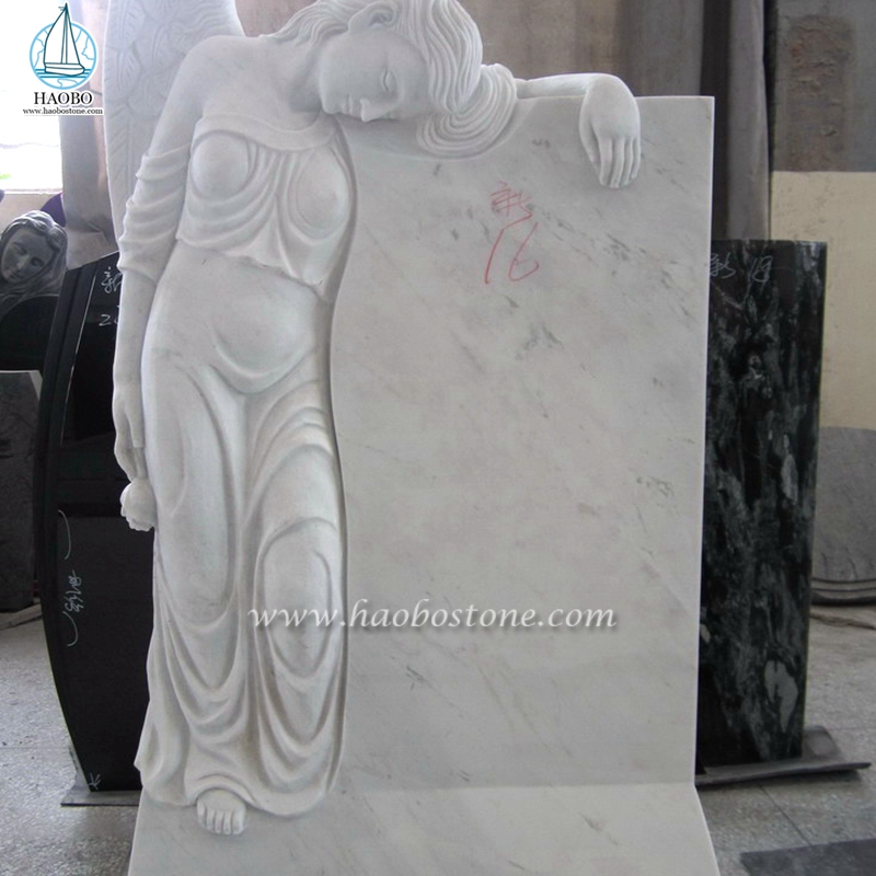 China Han wit marmeren hart engel gesneden grafsteen
