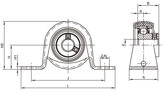 HVAC rubberen kogellagers RSBPP208