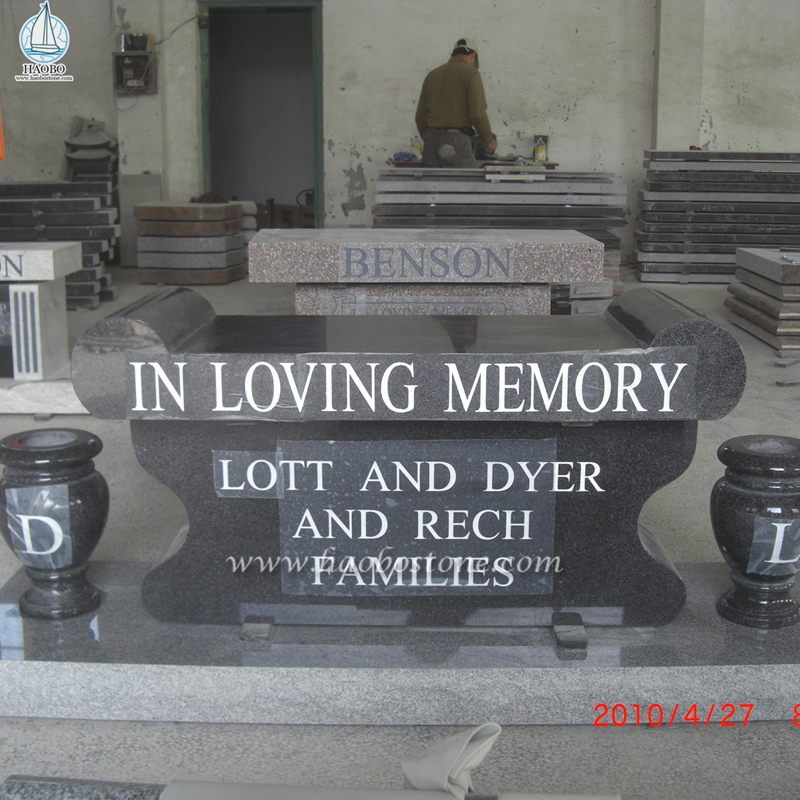 India Black Granite Simple Design Memorials Bank voor crematie
