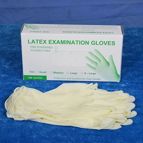 9 inch gele latex handschoen/medische wegwerp gepoederde latex onderzoekshandschoenen
