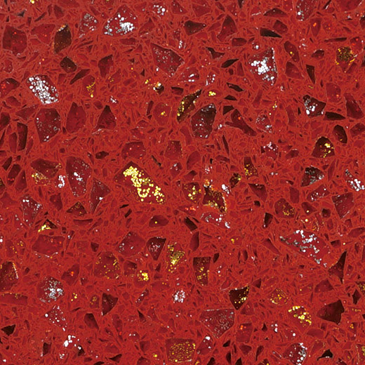 OP7009 Crystal Shining Red Engineered kwartspaneel gemakkelijk te verwerken materialen voor keukenblad
