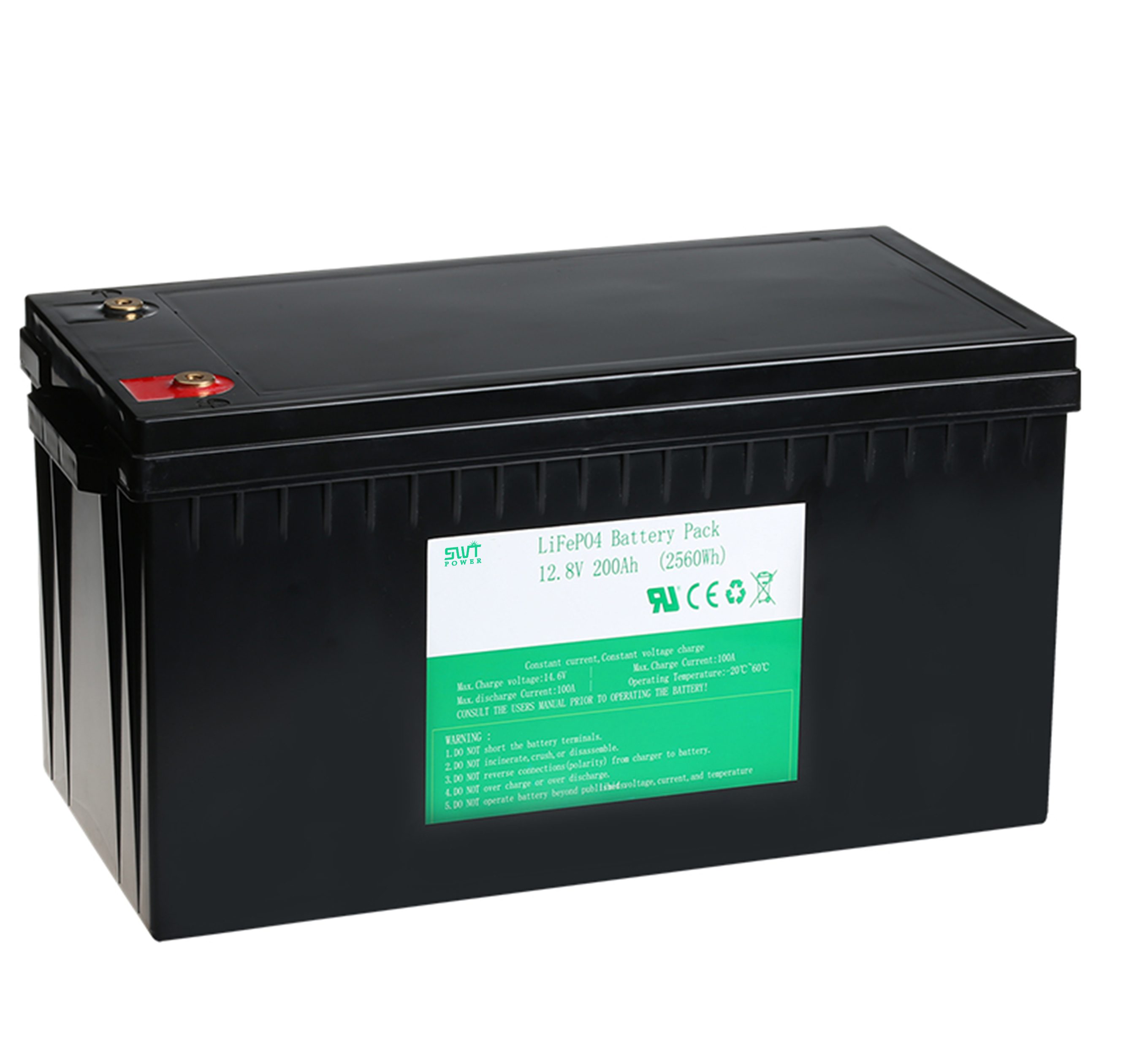 Deep Cylce LiFePO4-batterij 12V 100AH ​​lithium-ijzerbatterijopslagsysteem
