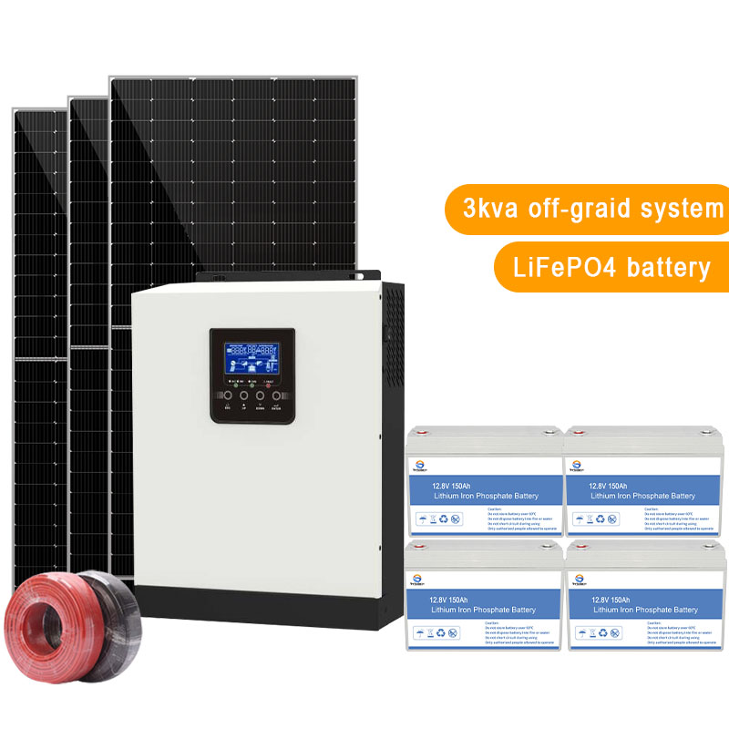 3KW off-grid systeem zonne-energie met Lifepo 4-batterij voor opslagsysteem voor zonne-energie
