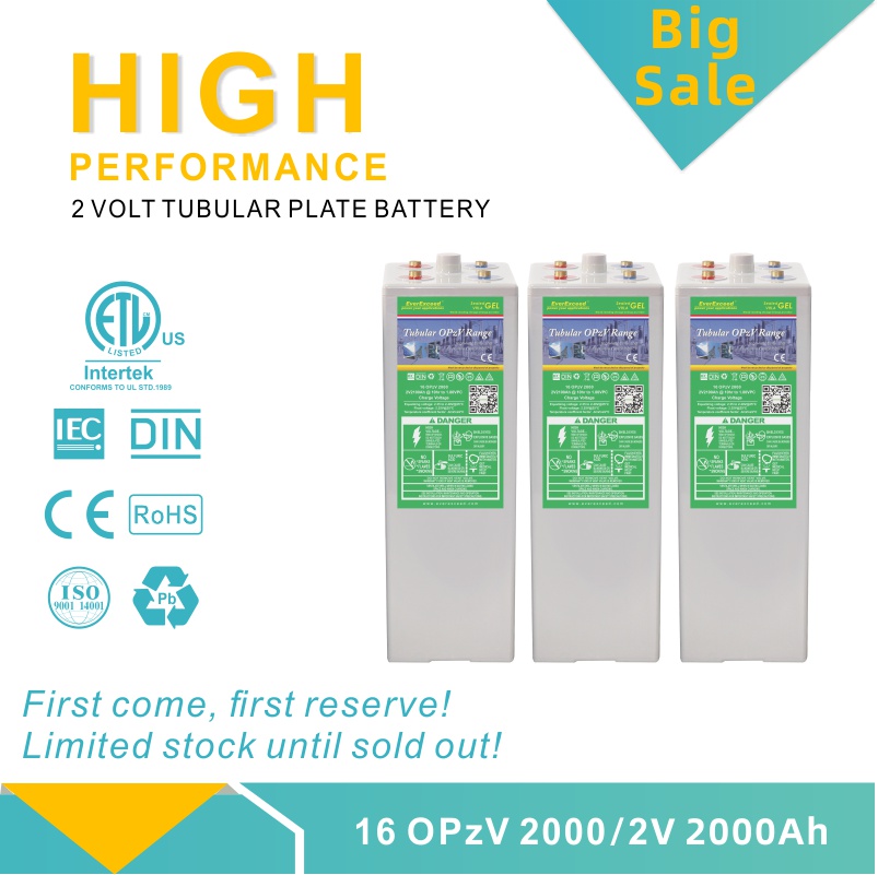 Uitverkoop 2V 2100ah Opzv Tubular Gel Opzv Batterij voor Solar/UPS/Emergency-Power-Systems

