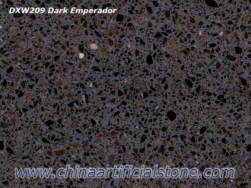 Donkere Emperador Bruine Terrazzo Tegels en Platen DXW209
