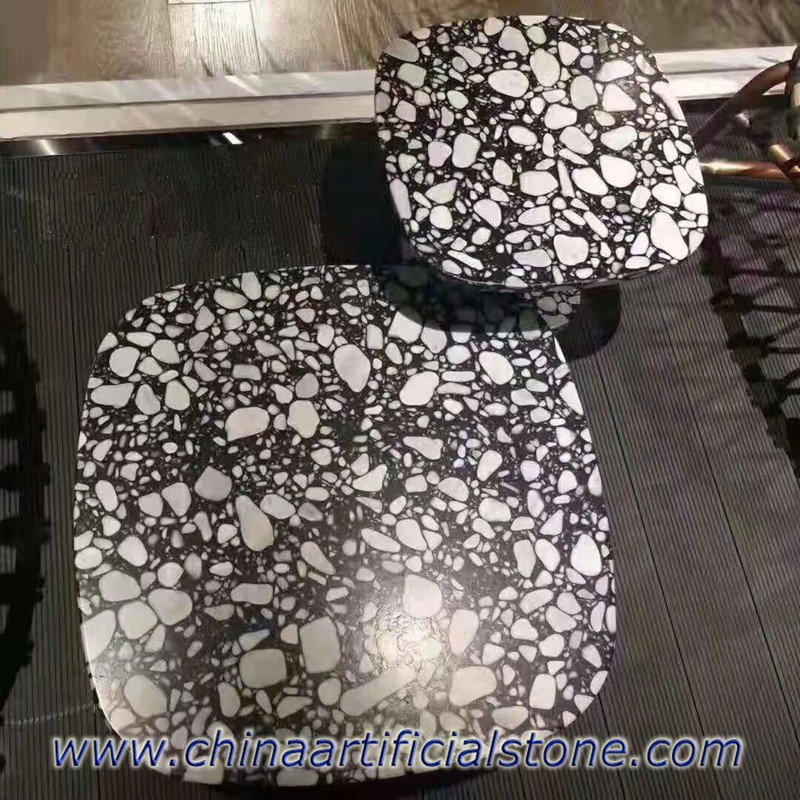 Cobble zwarte terrazzo tafelbladen