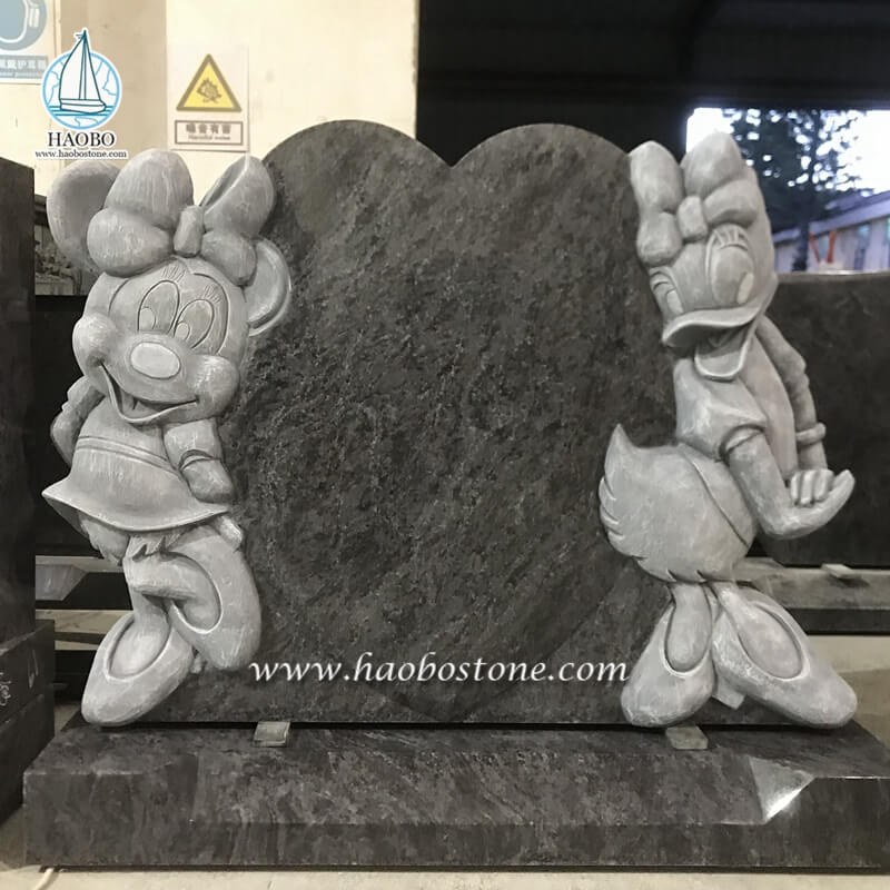 Baham Blue Granite Cartoon Minnie Mouse met Daisy Duck Tombstone
