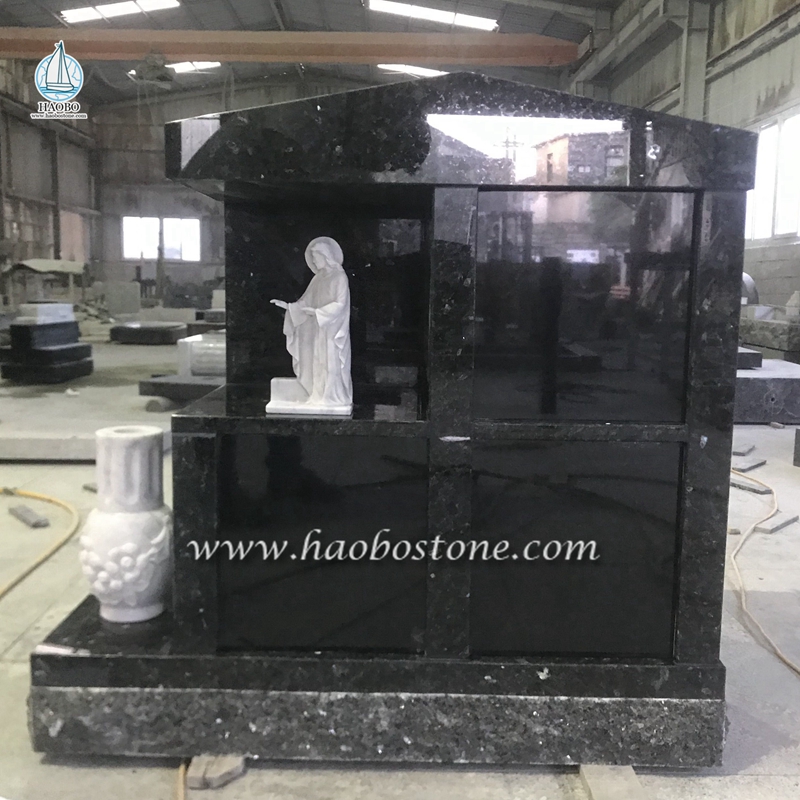 Black Granite 3 Niches Private Cremation Columbarium
