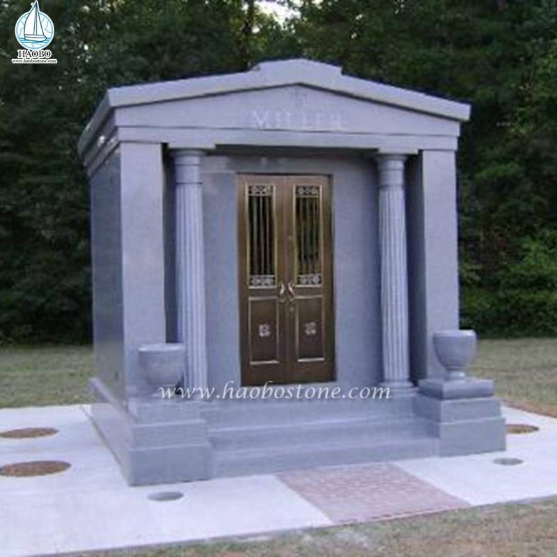 Nieuw ontwerp 6 crypten Natuurlijk granieten begraafplaats Mausoleum
