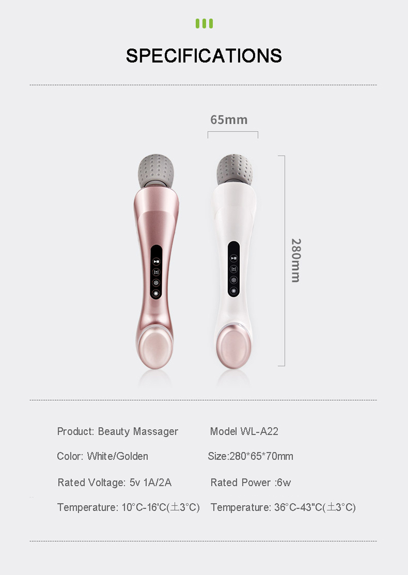 Specificatie van Beauty Massager voor tweeërlei gebruik: