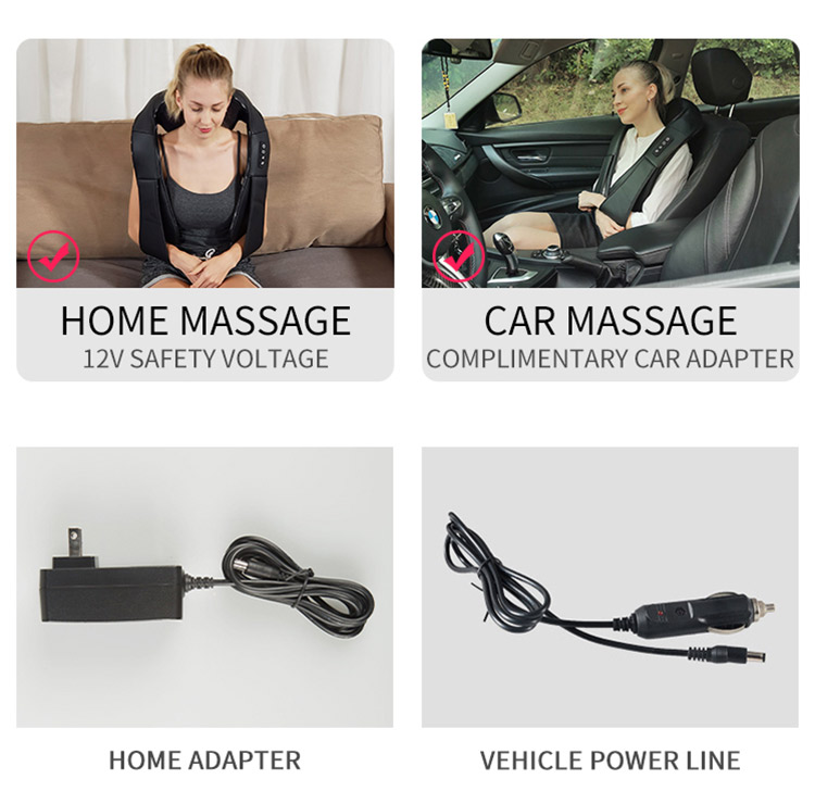 Nek- en schoudermassageapparaat voor in de auto en thuis