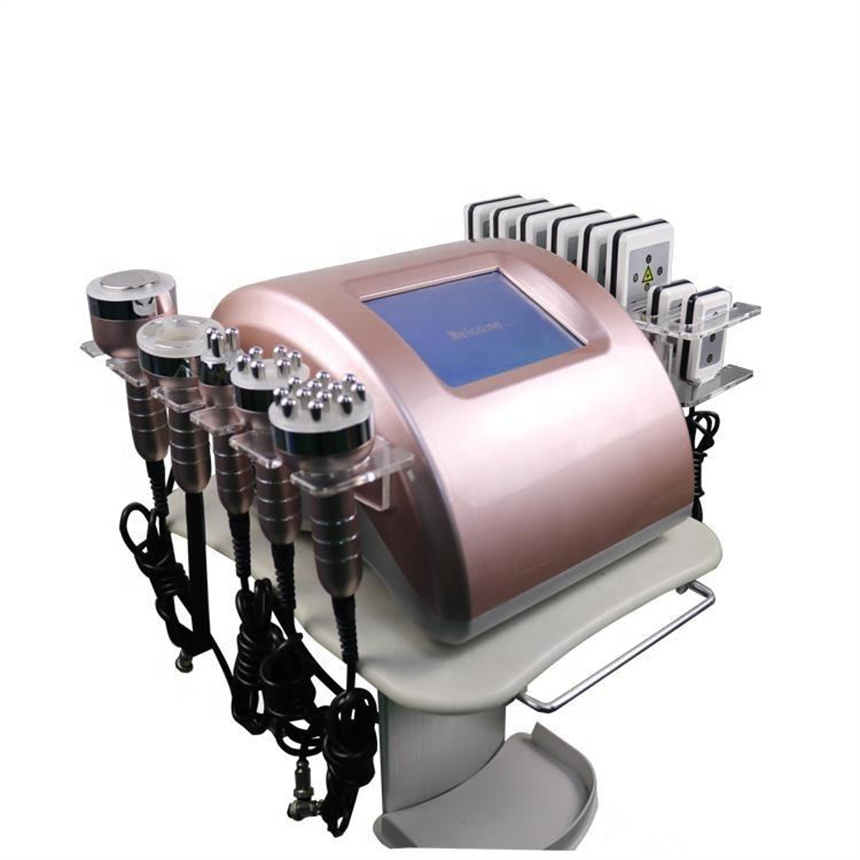 Draagbare 6 In 1 40K Cavitatie Lipo Laser Ultrasone 12 Polar Vacuüm RF Gezicht Lifting Multi-polaire Body Afslanken machine