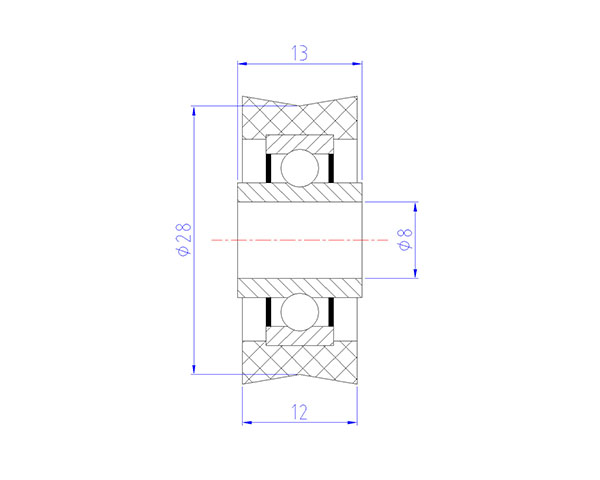 V-groef nylon roller